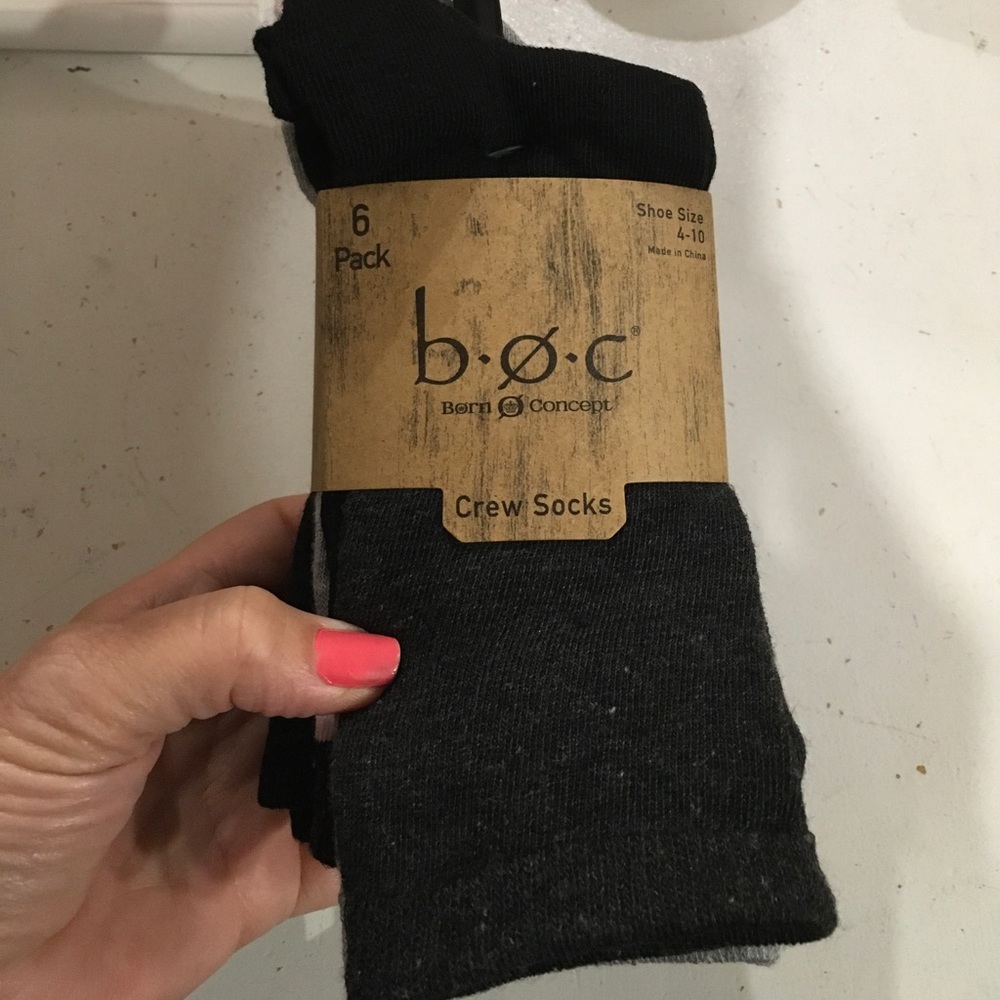 New 6 Pair Pack BOC Born Concepts Crew SOCKS 4 -10